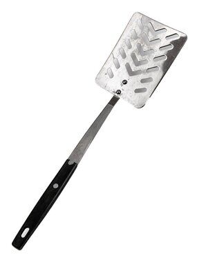 Vintage Stainless Steel Slotted Spatula Turner Japan Black Handle Retro Kitchen